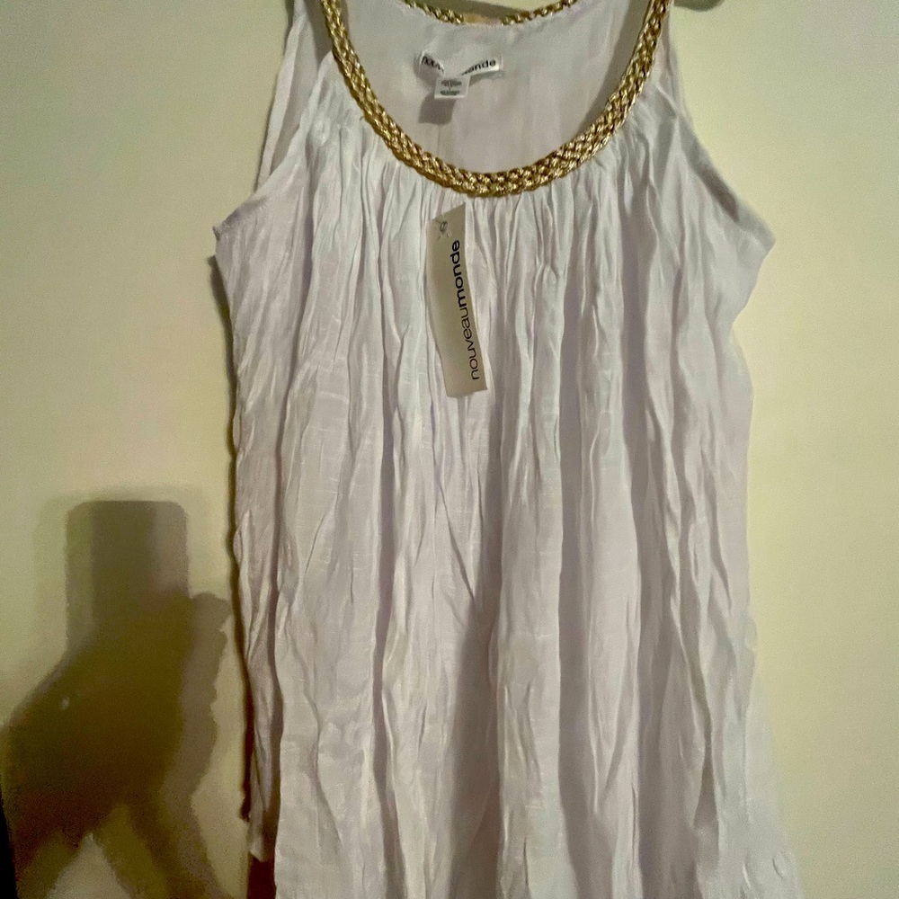 Light weight white with gold trim never worn